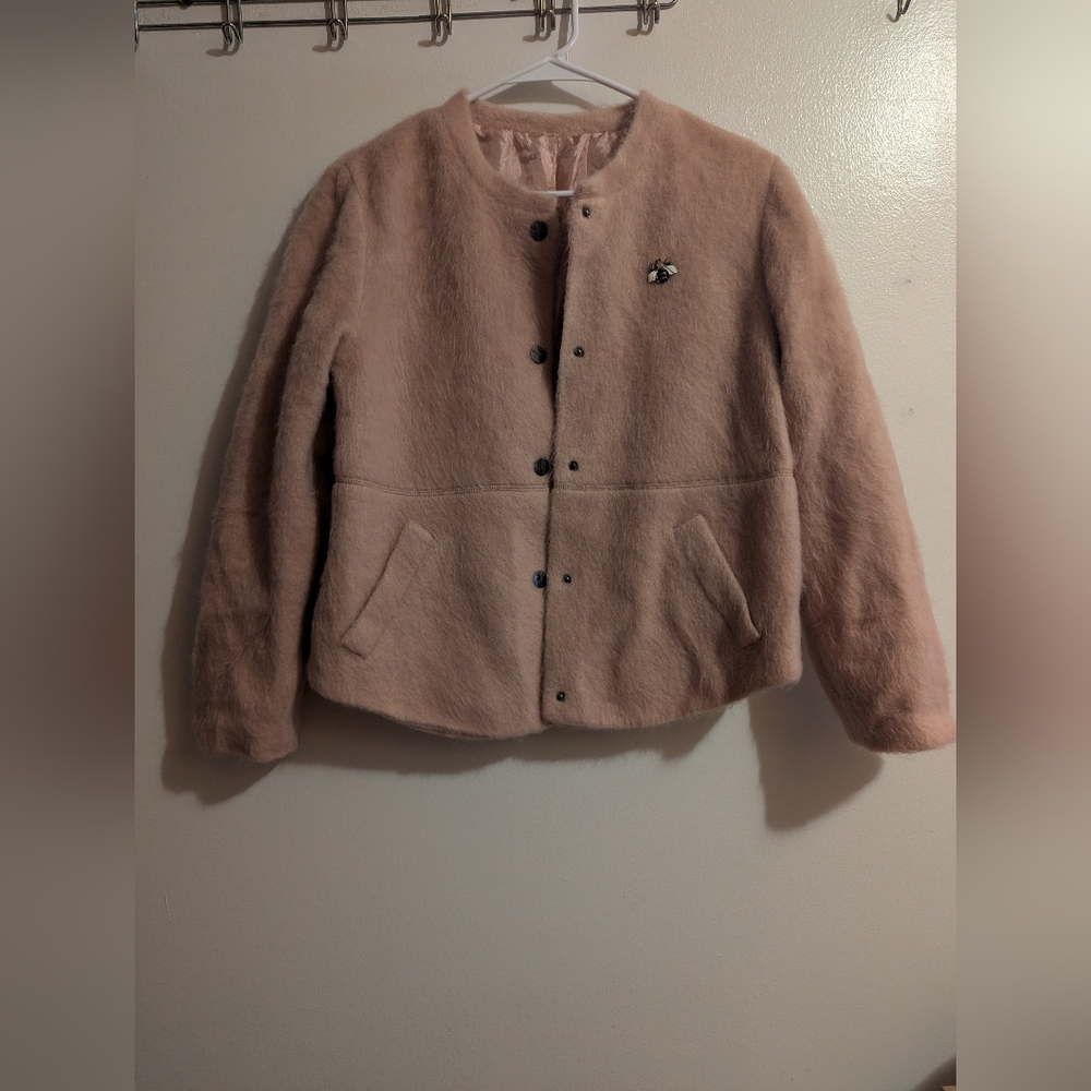 Pink Fuzzy Button-Up Jacket